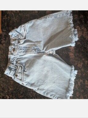 Classic Vintage Orange Tab Levi's Light Blue Frayed-Hem Denim Shorts